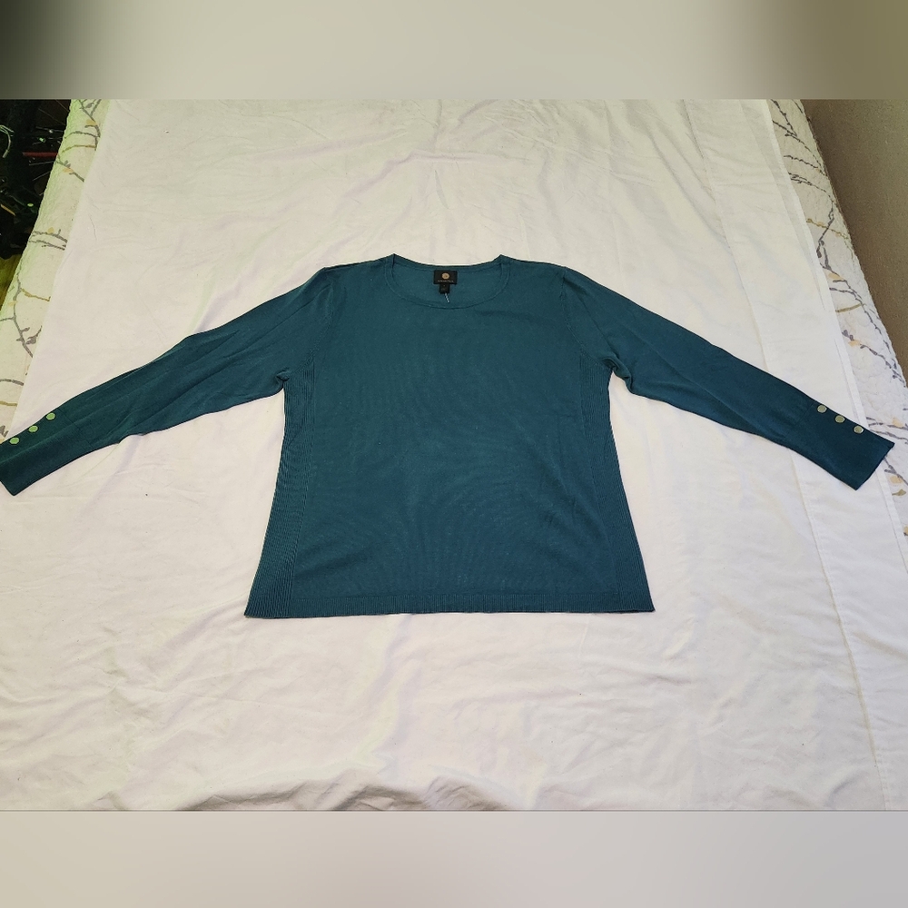 JM Collection Teal Crew Neck Sweater